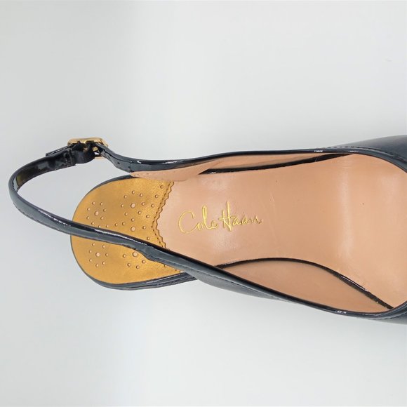 Cole Haan Womens Leather Open Toe Slingback Heels - Picture 3 of 6